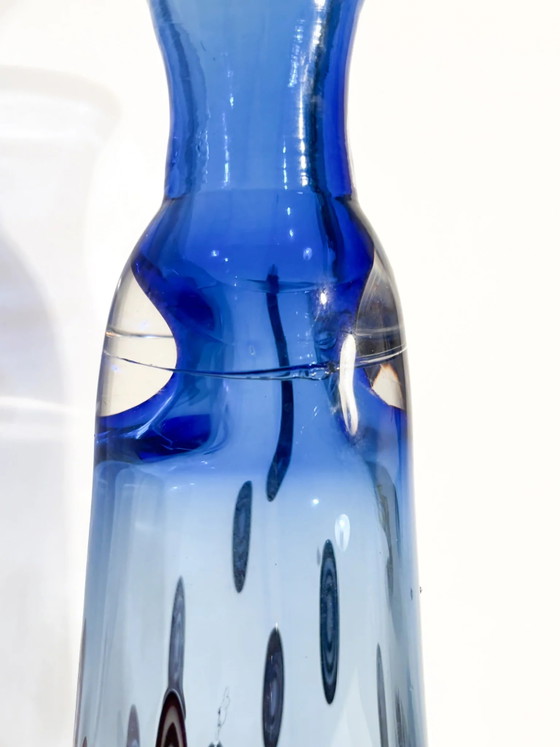 Blue Murano Glass Vase with Red Murrine, 1975 (photo 5 of 14)