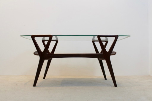 Table basse scandinave en teck avec plateau en verre, années 1960