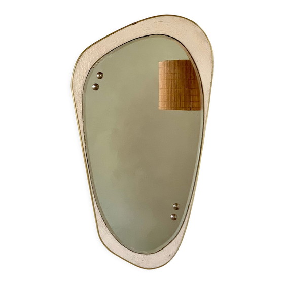 Asymmetrical gold wall mirror rearview mirror – Crystal, Vintage (photo 7 of 7)