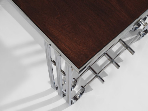 Image 1 of Tavolo da bar modernista francese in noce nichelato 1930