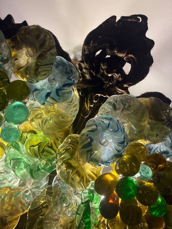 Image 1 of Vintage Murano-style chandelier with a unique bunch of grapes design.