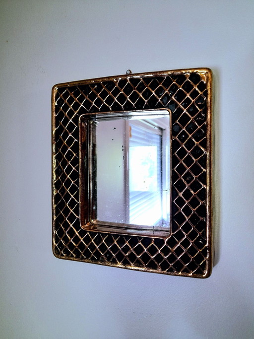 Miroir en céramique , Hendrik Thomas , Vallauris 1970