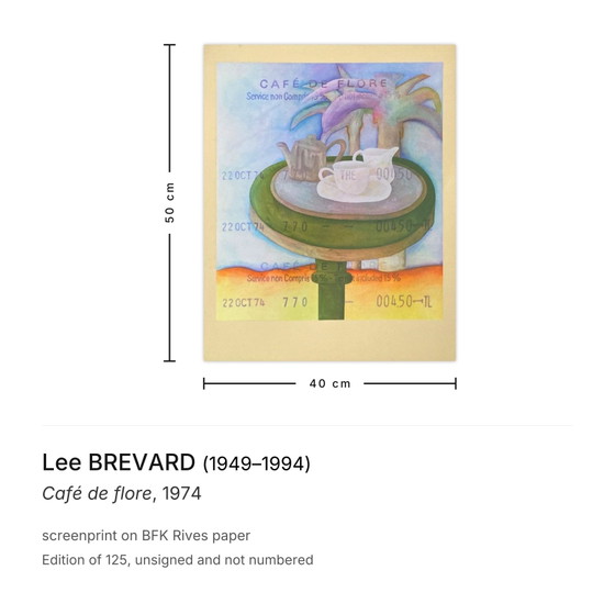 Lee BREVARD zeefdruk Café de Flore 1974 – Litho's & Zeefdrukken, Paper (photo 3 of 5)