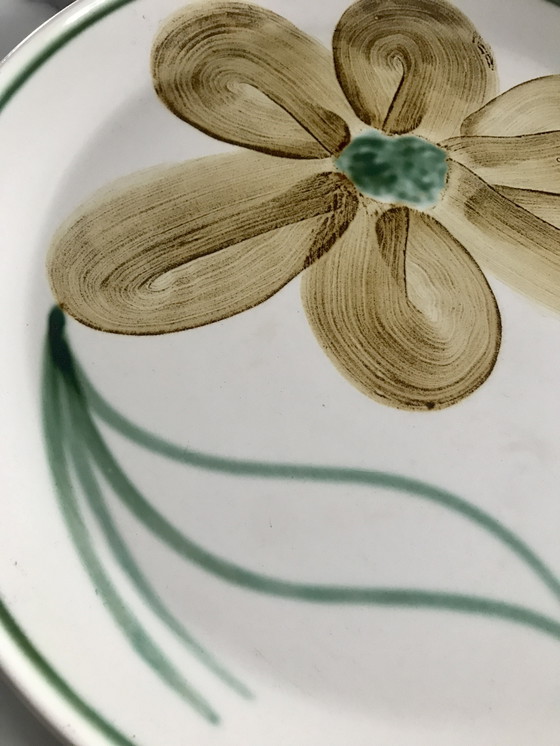 Image 1 of Vintage ceramic plate from Salins, France, daisy