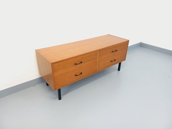 Image 1 of Small vintage modernist style sideboard in teak and metal from the 1960s