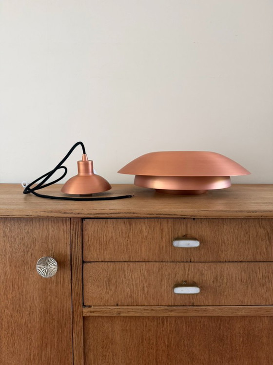 Image 1 of Lampada a sospensione vintage danese in rame - Lampada di design danese