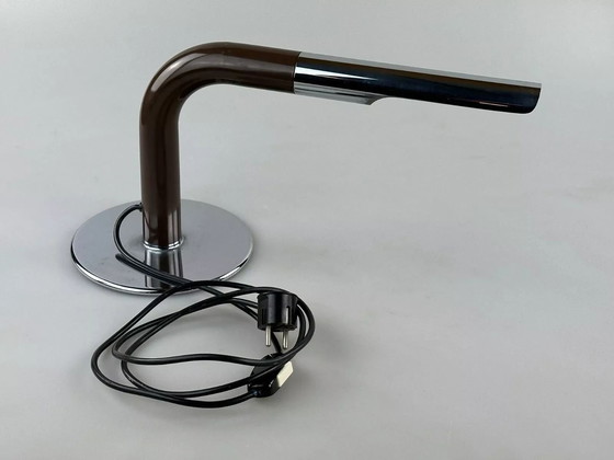 Image 1 of 60s 70s table lamp Ingo Maurer Gulp tube lamp chrome metal Space Age