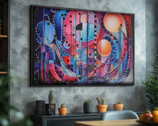 Cubisme A1400 - peinture sur toile XXL 107x167cm