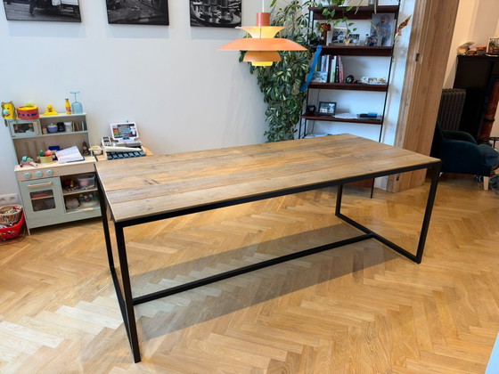 Gerüstbohlen-Tisch mit eingelegter Platte, Pure Wood, Esstische, Holz, Metall, Schwarz, Rustic (Foto 2 von 10)