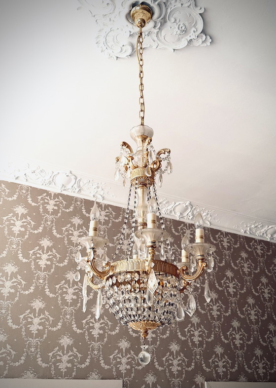 Kronleuchter – Crystal, Brass (photo 3 of 6)