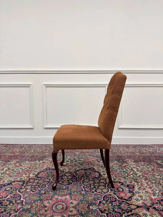 Ensemble de chaises Chesterfield classiques anglaises rembourrées, Chaises de salle à manger, Orange (photo 13 sur 18)