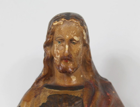 Image 1 of Devoción de Cristo al Sagrado Corazón. Antigua, 49 cm de alto.