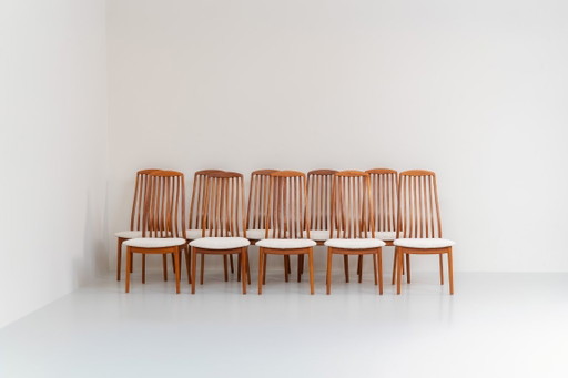 Set van 10 Eetkamerstoelen van Kai Kristiansen voor Schou Andersen (Denemarken, jaren 50) – Wood, Vintage