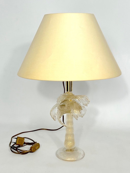 Mid-century rare brass and murano glass table lamp by Tommaso Barbi