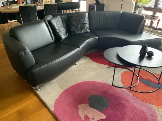 Image 1 of Zwart leren organische bank van FM Muster
