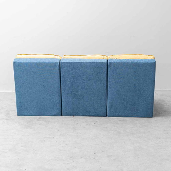 Canapé modulaire vintage 3 places en tissu bicolore – Années 70 – Sofas (photo 6 of 8)