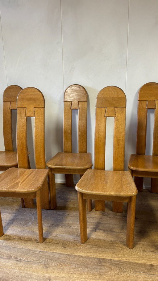 6x De Puydt eetkamerstoelen, eiken