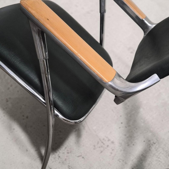 Image 1 of 1 of 4 vintage designer leather dining chairs Brunner Golf