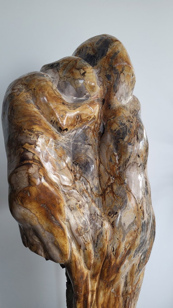 Einzigartige Skulptur aus versteinertem Holz. Mutter und Kind. – Bildhauerei, Stone (photo 3 of 7)