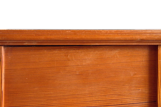 Solid pine marquetry bedside table, marble top, 37x37x81cm, 1940s, Art Deco, Émile Gallé style – Nightstands (photo 9 of 12)