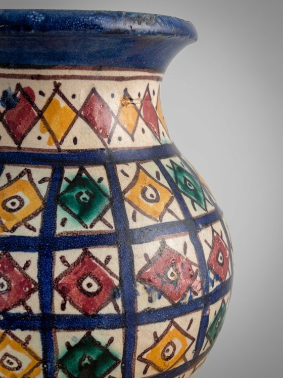 Marokkanische Vase auf Sockel aus Bemalter Keramik – Fès - 20 cm – Vasen, Ceramic (photo 5 of 9)