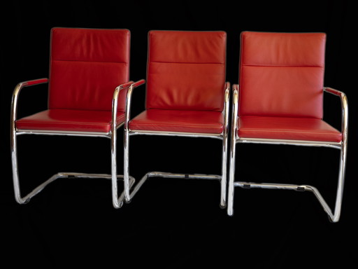 Thonet S61 V Sledestoel Rood Leer