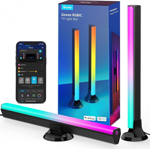 Govee Barre LED RGBIC, Double Perles Lumineuses et 38cm Rétroéclairage TV WiFi Barre, plusieurs Options de Placement, pour TV 45