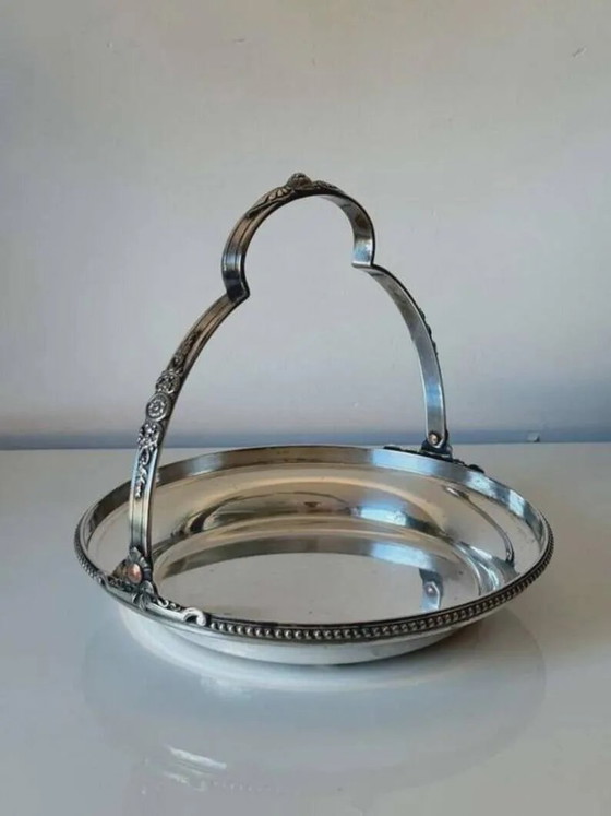 Cesto di frutta argentato con manico mobile – Stile Luigi XVI – Ciotole, Metallo (photo 3 of 7)