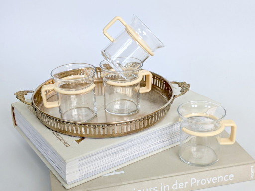 Bodum Bistro Glass Cup Set of 4 Carsten Jørgensen 1980s Danish Design Butter Yellow