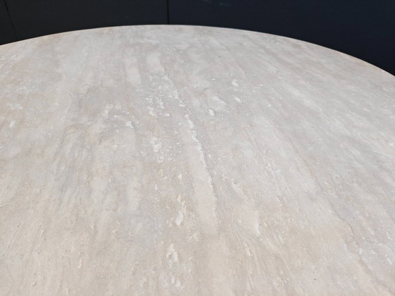 Image 1 of Round italian travertine dining table 1970s