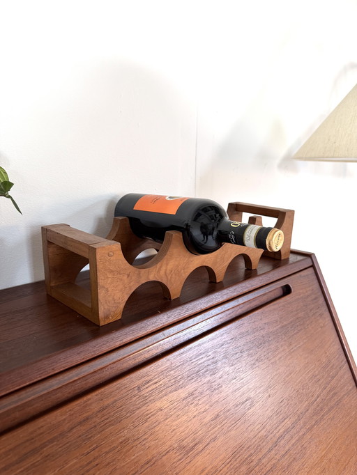 Vintage teakhouten wijnrek ‘60