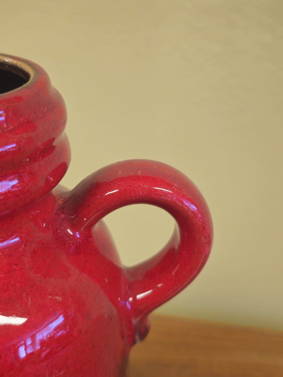 Image 1 of Jarrón de Alemania Occidental Jarrón Oreja Jarrón Rojo Marrón