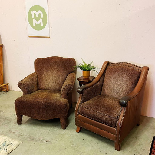 Set Of Two Sturdy Armchairs With 'Leopard' Print