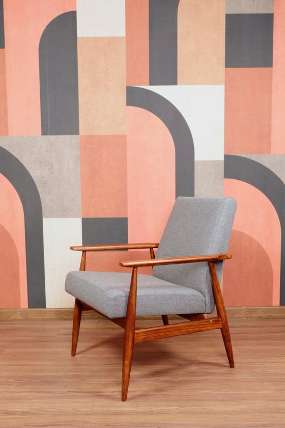 Image 1 of Fauteuil Lounge Vintage en Tissu de Laine Graphite Design Mid-Century, 1960