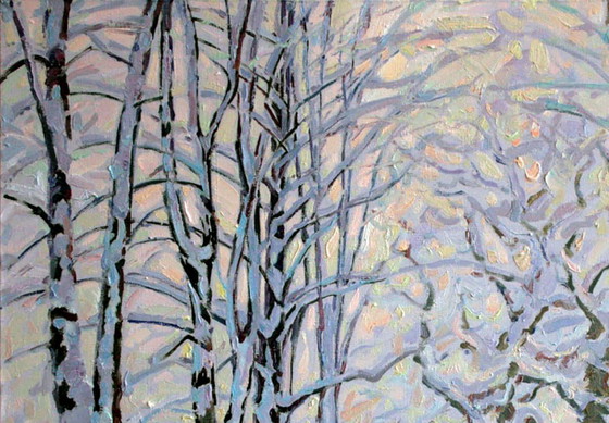 Original Ölgemälde Schneepark Landschaft Wintermärchen – Gemälde & Zeichnungen, Canvas (photo 2 of 5)