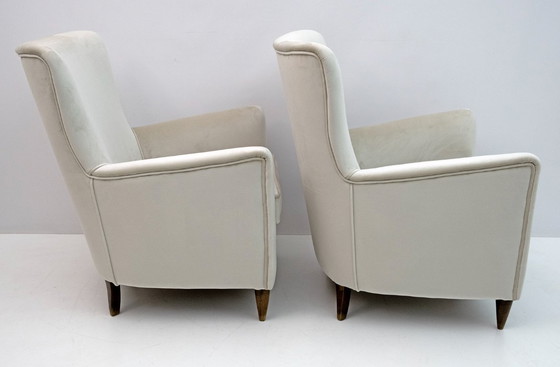 Image 1 of Par de sillones italianos de terciopelo estilo Gio Ponti de mediados de siglo para Isa, años 50