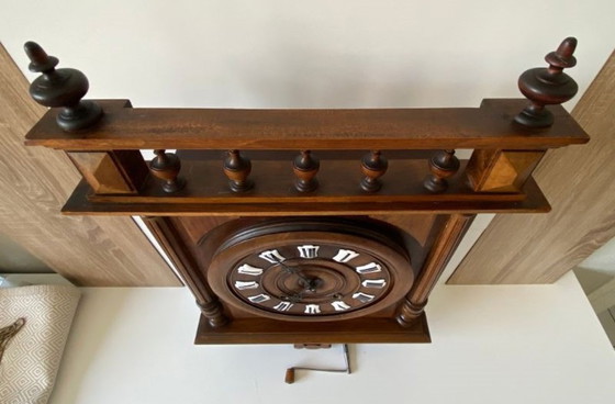 Image 1 of Large Antique French Wall Clock, 1880, Mechanical, Carved Wood