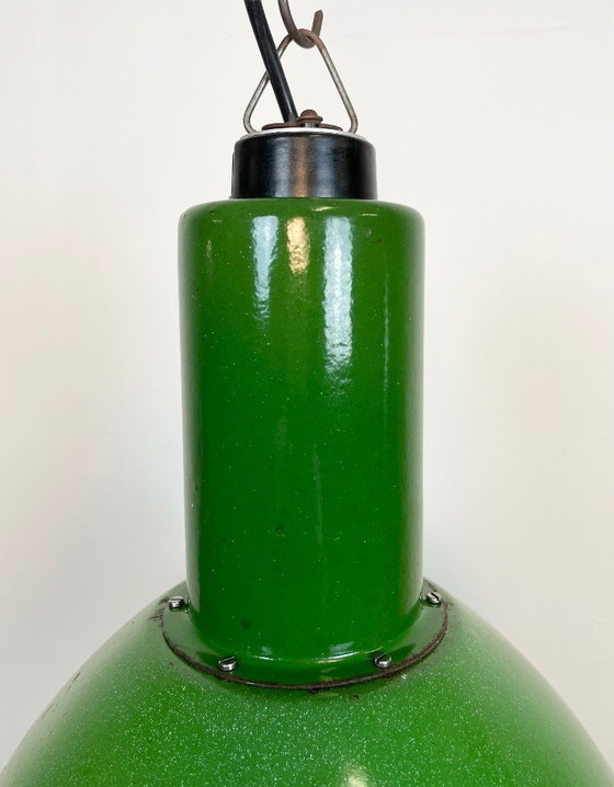 Image 1 of Industrial Soviet Green Enamel Pendant Lamp, 1960s
