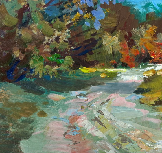 Image 1 of Original Oil Painting Summer Nature Landscape A walk in the forest