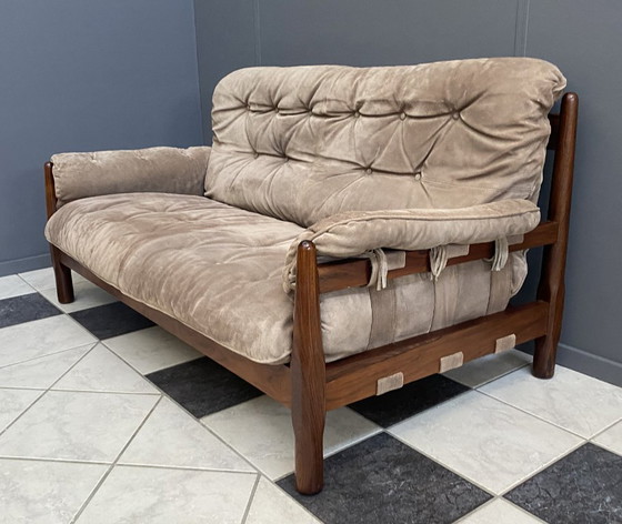Image 1 of Sofá Brazillian de 2 plazas en ante y madera de Jatoba