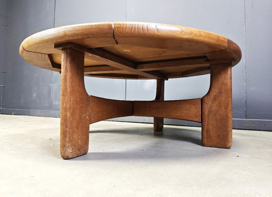 Image 1 of Danish round oak coffee table, 1960s