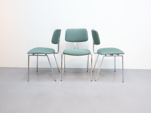 Vintage Stahlrohrstühle / 3er Set / Mintgrüner Stoff