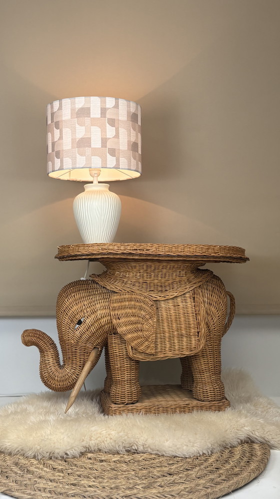 Image 1 of Original vintage rattan elephant plant/side table tray