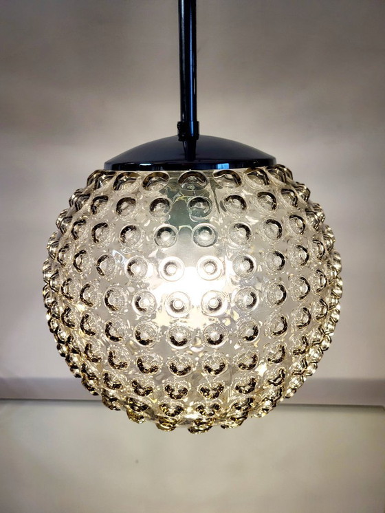 Image 1 of Rolf Kruger pendant lamp, Staff Leuchten, bubble glass pendant lamp, 1970s
