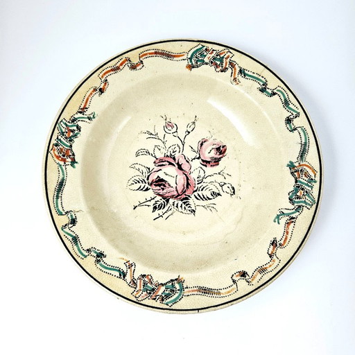 Antique August NOWOTNY ALTROHLAU Wall Deep Plate From Bohemia | Very Old Porcelain Hand-painted Floral Hanging Plate From 1890s 