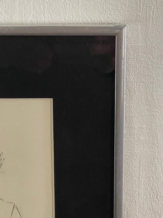 Image 1 of Schizzi a matita vintage, firmati e incorniciati, di Berthe Duquaine, del 1951.