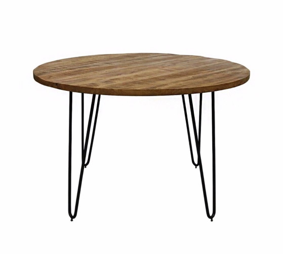 Image 1 of Table de salle à manger triangulaire Kick 120 cm en bois de manguier