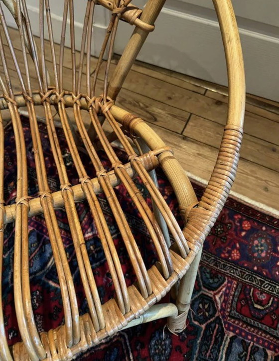 Pair of vintage rattan armchairs – 60s/70s design – Dining chairs, Wicker, Scandinavian (photo 3 of 20)