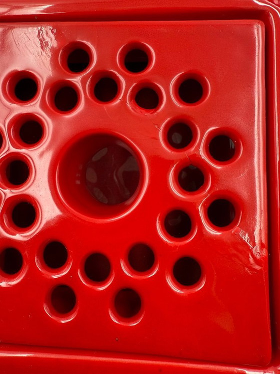 Image 1 of Space age red ceramic ashtray, Studio Opi, Gabbianelli Italy ca. 1970