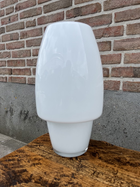 Image 1 of Vintage white glass mushroom space age vase,